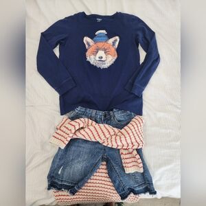 Navy Fox Sweater Long Sleeve Shirt, Boys, SIZE 12- CARTERS.